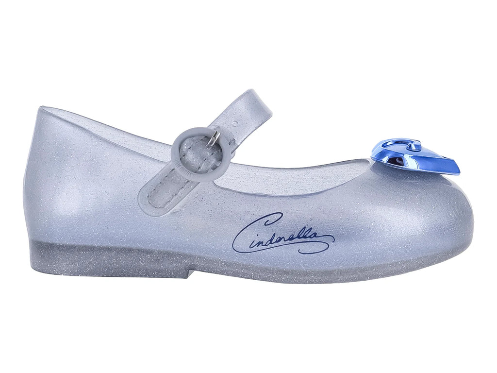 Zapatos Flats Mini Melissa Disney Princess Plata Glitter para Niña