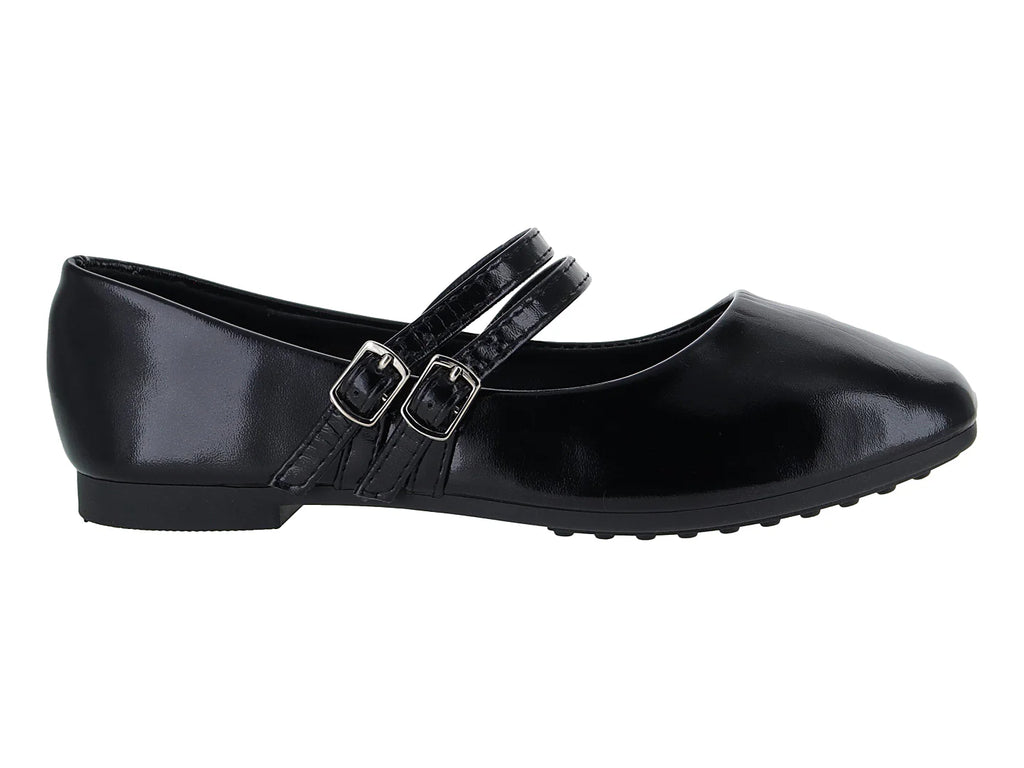 Zapatos Planos Roze Charol Negro para Mujer