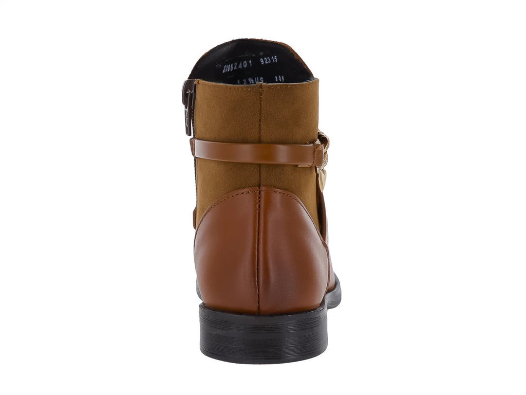 Botines Coqueta Piel Miel para Niña