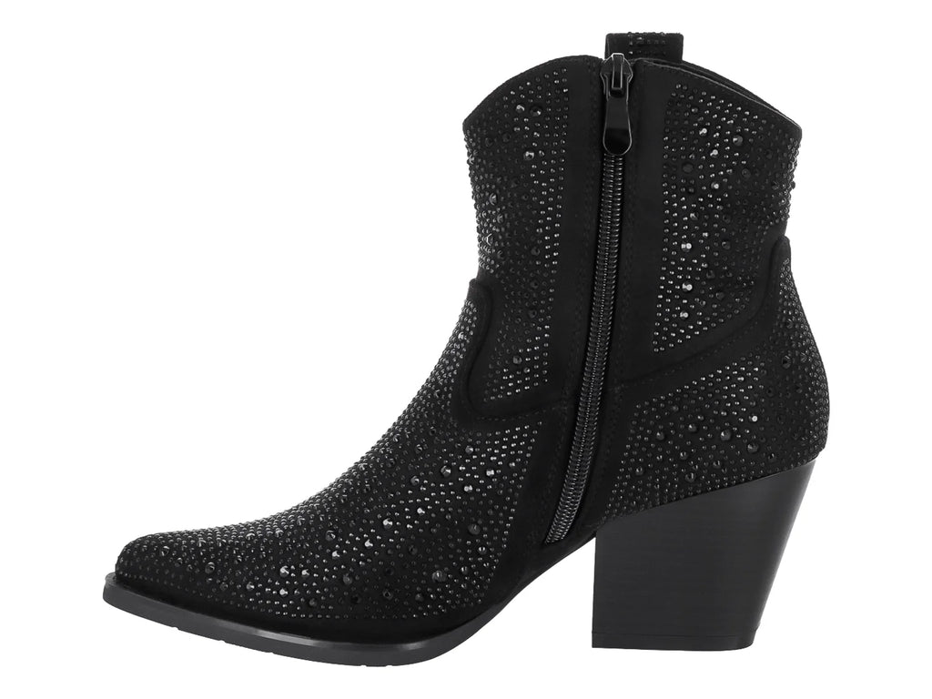 Botines Roze Negros con Pedrería para Mujer