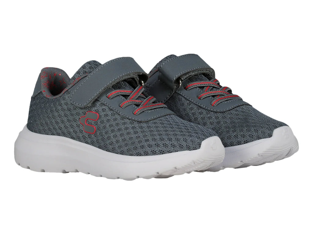 Tenis Charly Road Casual Gris y Rojo para Niño