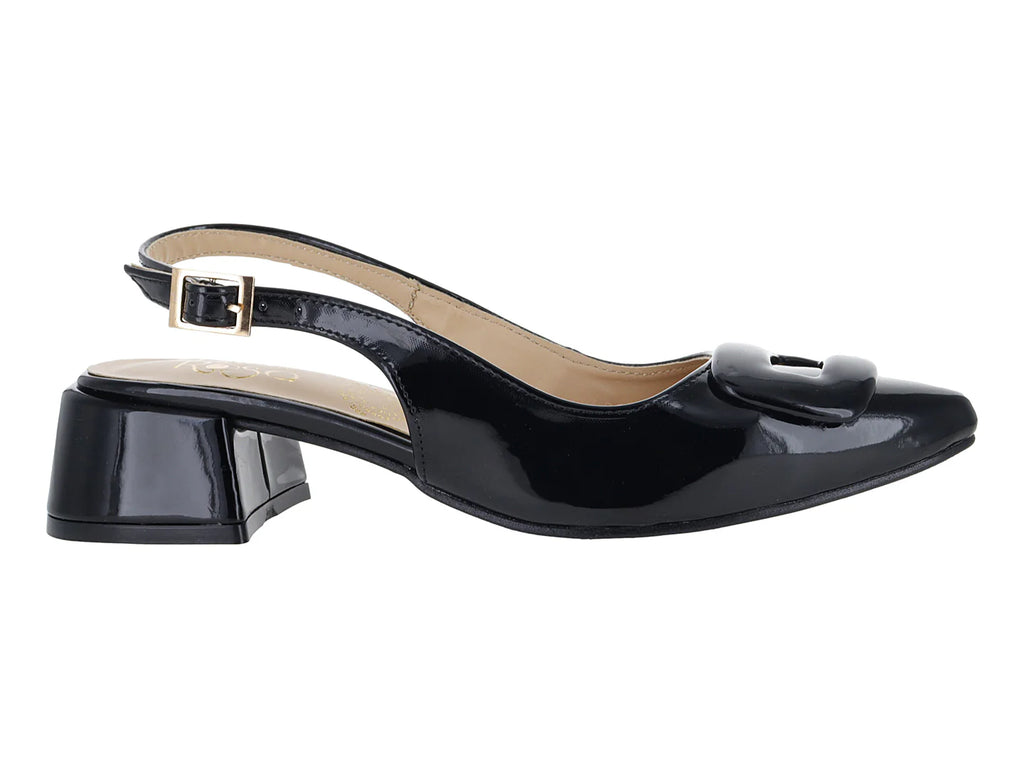 Zapatillas de Tacón Luna Rosa Negro Charol para Mujer