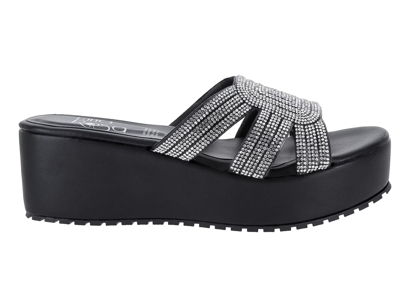Sandalias Luna Rosa Negro con Plataforma para Mujer