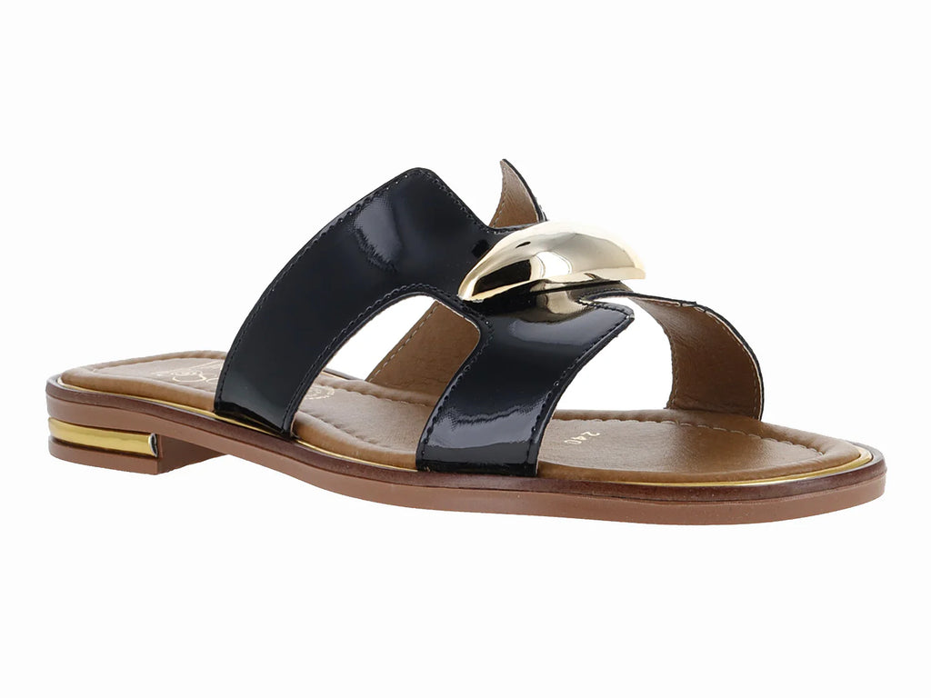 Sandalias Luna Rosa Negro Charol para Mujer