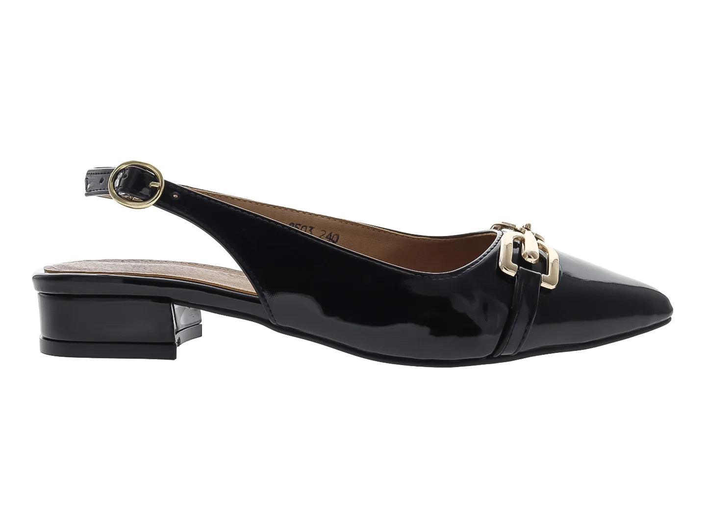 Tacones Luna Rosa de Charol Negro para Mujer