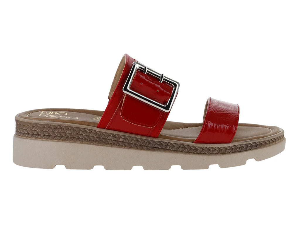 Sandalias Luna Rosa Charol Arrugado Rojo para Mujer