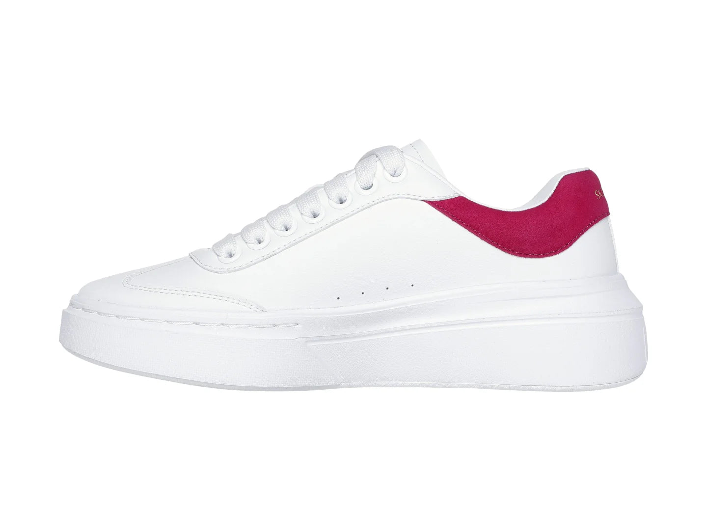 Tenis Skechers Court Classics Blanco y Fucsia para Mujer