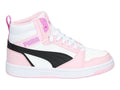 Tenis PUMA Rebound V6 Mid Blanco y Rosa para Niña