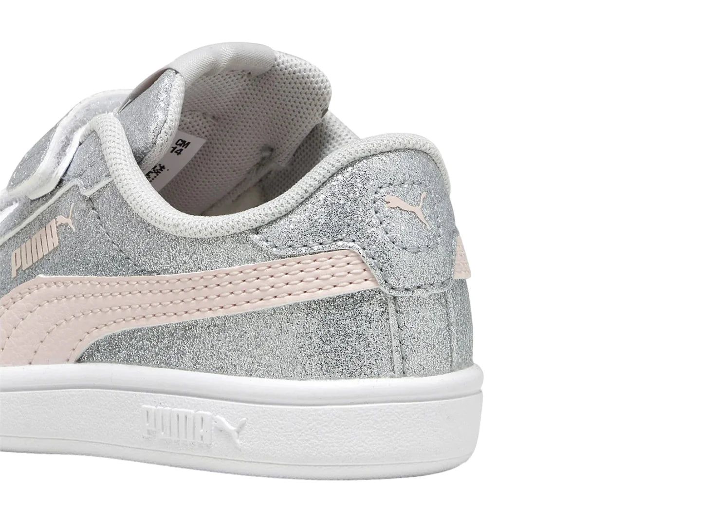 Tenis PUMA Smash 30 Glitz Glam Plata y Rosa para Niña