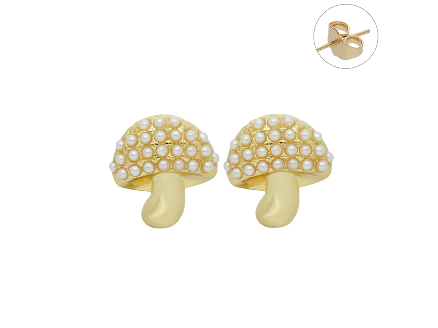 Aretes ROZE Forma de Hongo Dorado para Mujer