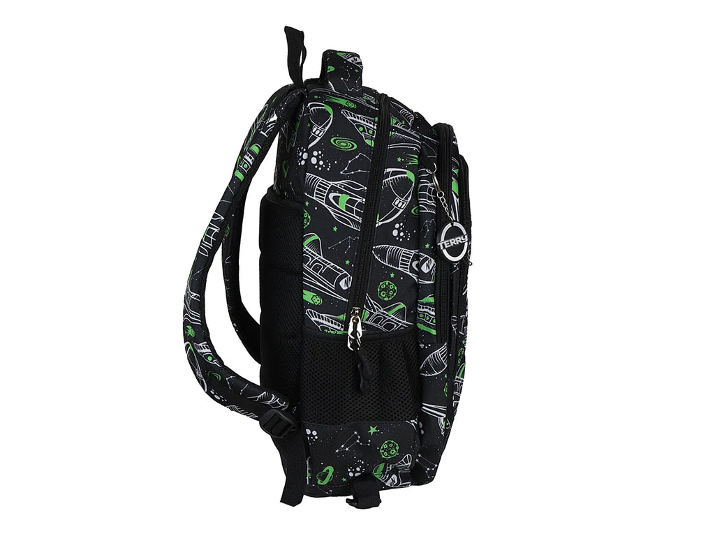 Mochila Terry Nave Espacial Verde Negro para Niño