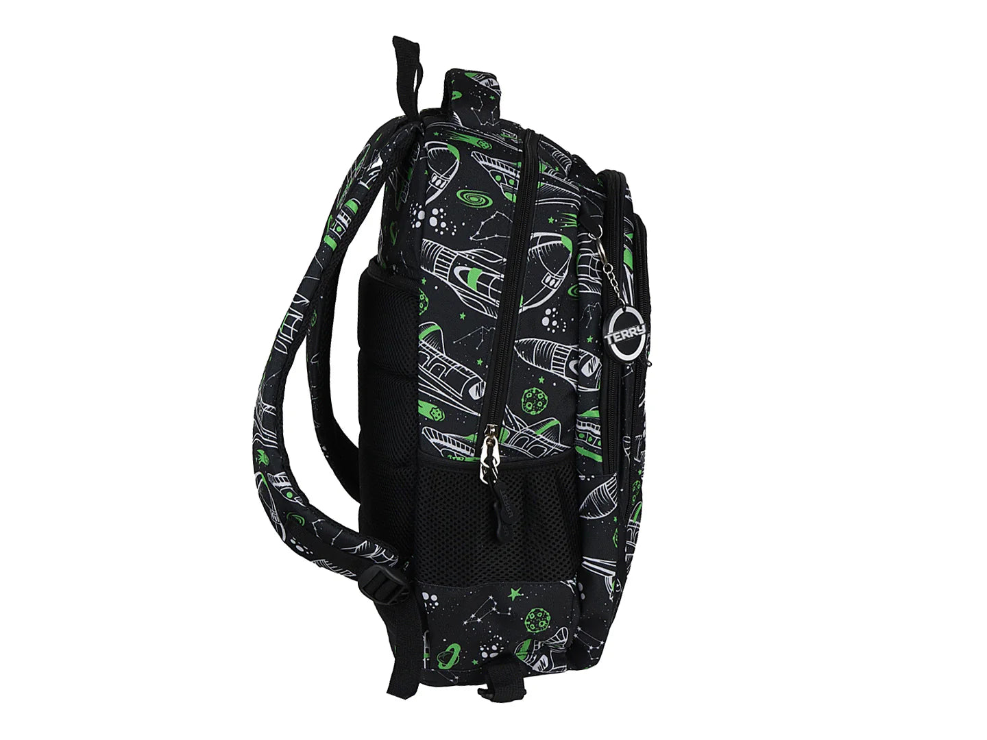 Mochila Terry Nave Espacial Verde Negro para Niño
