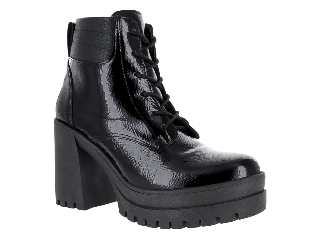Botines de Charol Corrugado Negro Luna Rosa para Mujer
