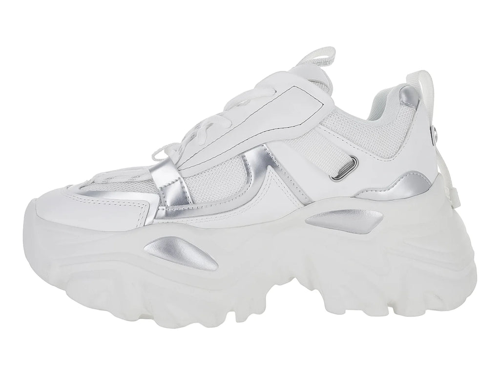 Tenis Steve Madden Reckon Blanco y Plata para Mujer