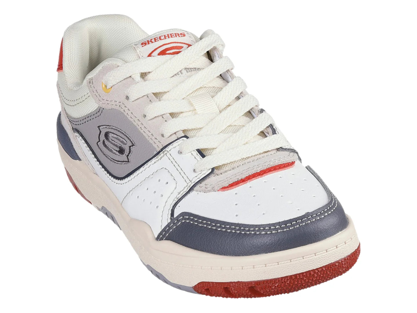 Tenis Skechers Street B Blanco y Rojo para Niño
