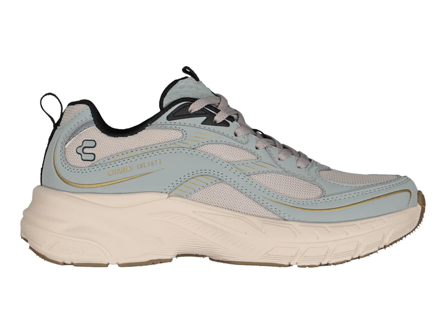 Tenis Charly Fashion Sport Beige y Azul para Mujer