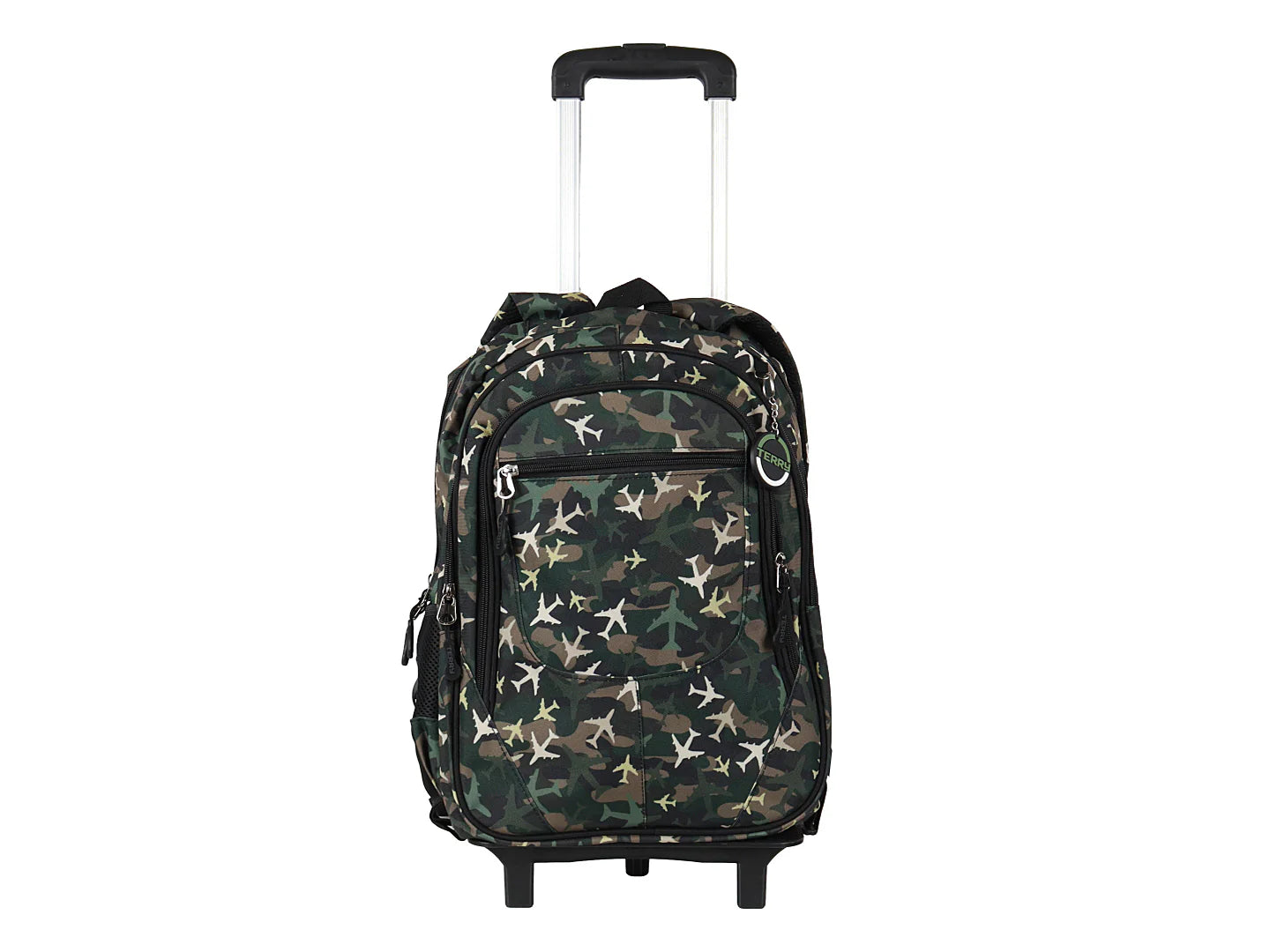 Mochila Terry Rodante Aviones Verde Militar para Niño