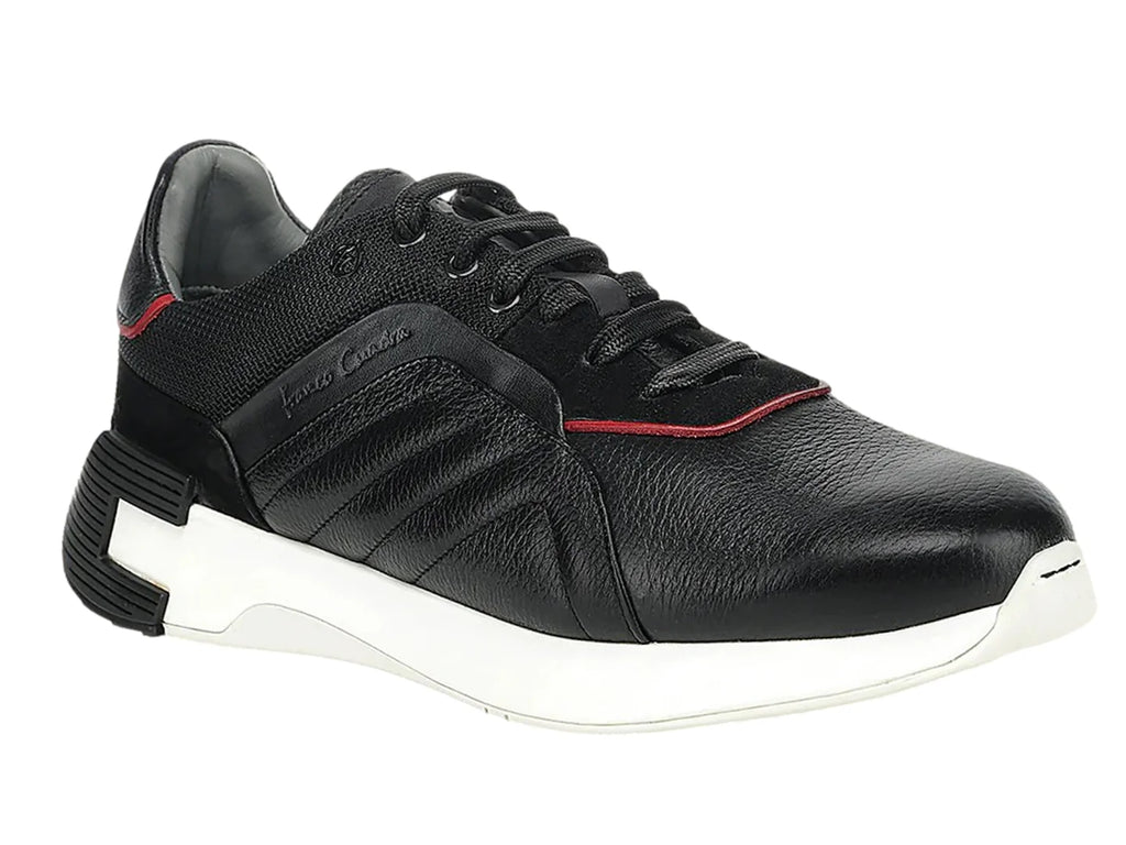Tenis Cuadra de Piel y Ante Negro para Hombre