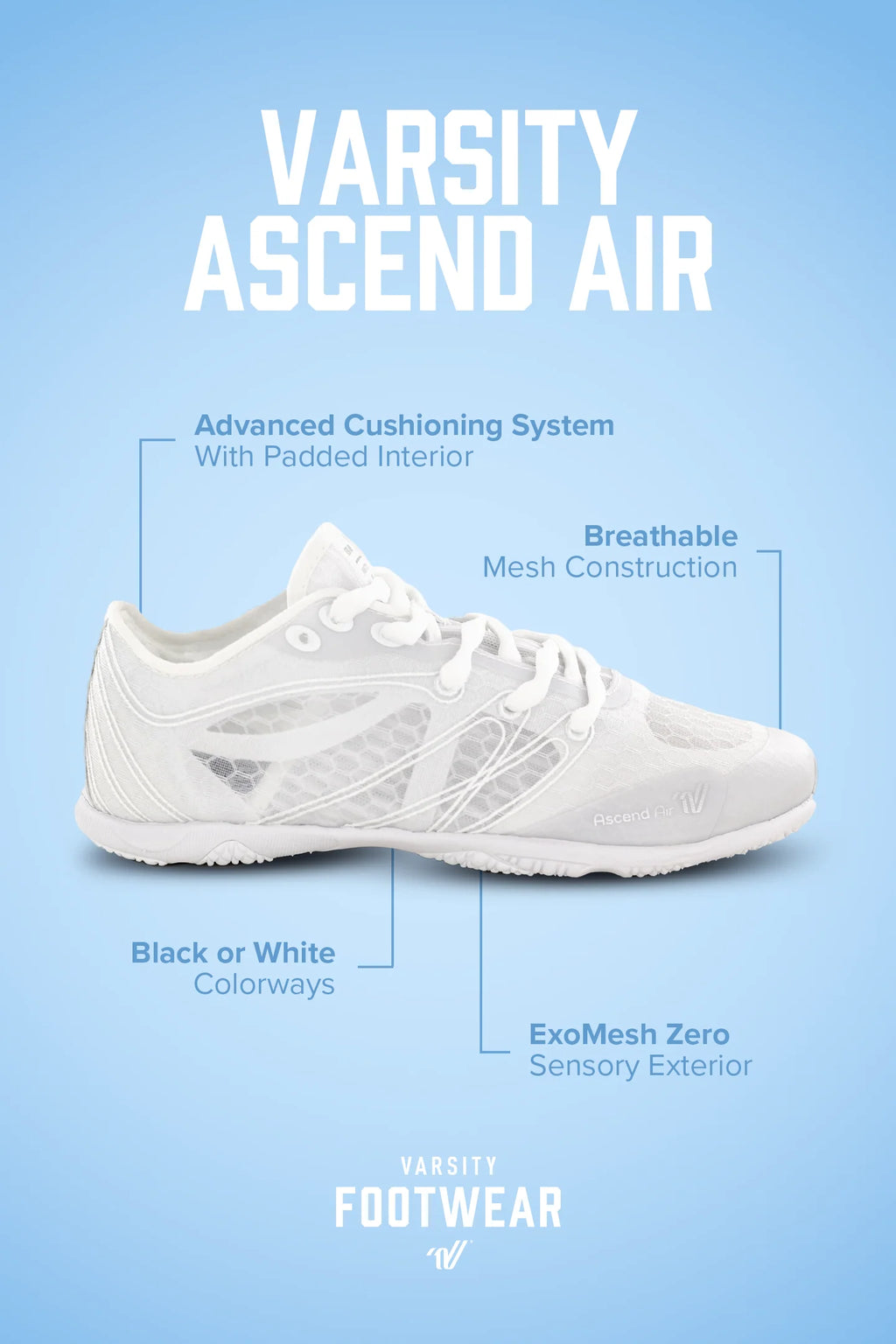 Varsity Ascend Air White Cheer Shoes