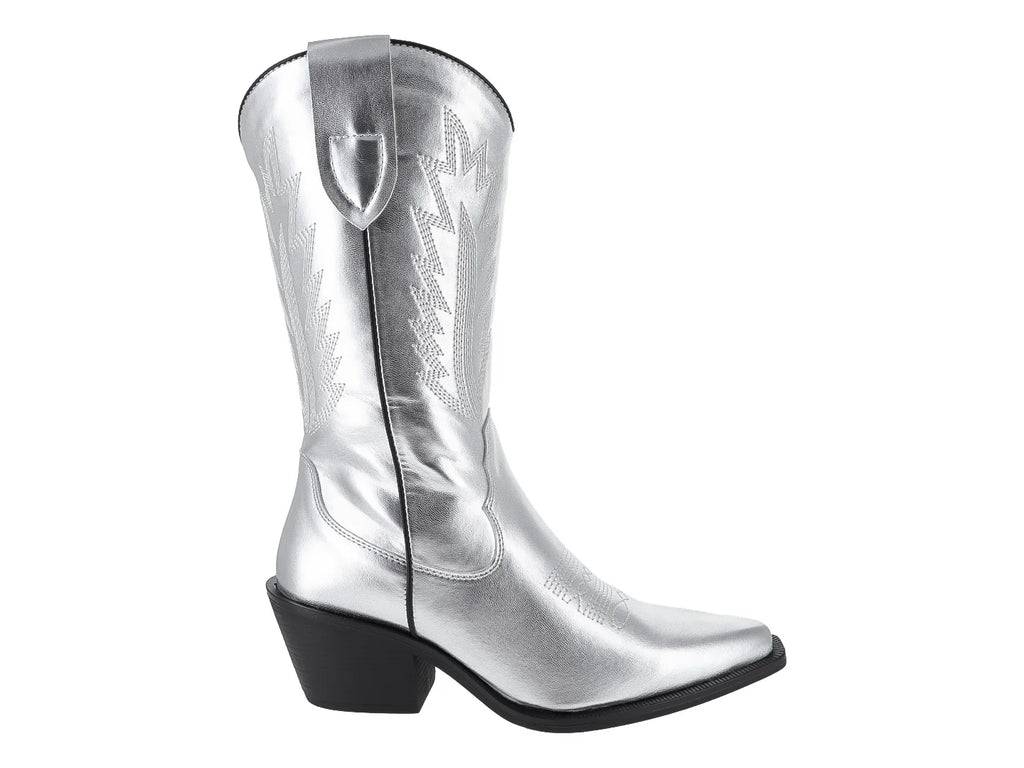 Botas Vaqueras ROZE Plateadas para Mujer
