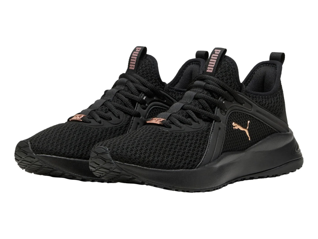 Tenis Puma Softride Karma Negro y Oro Rosa para Mujer