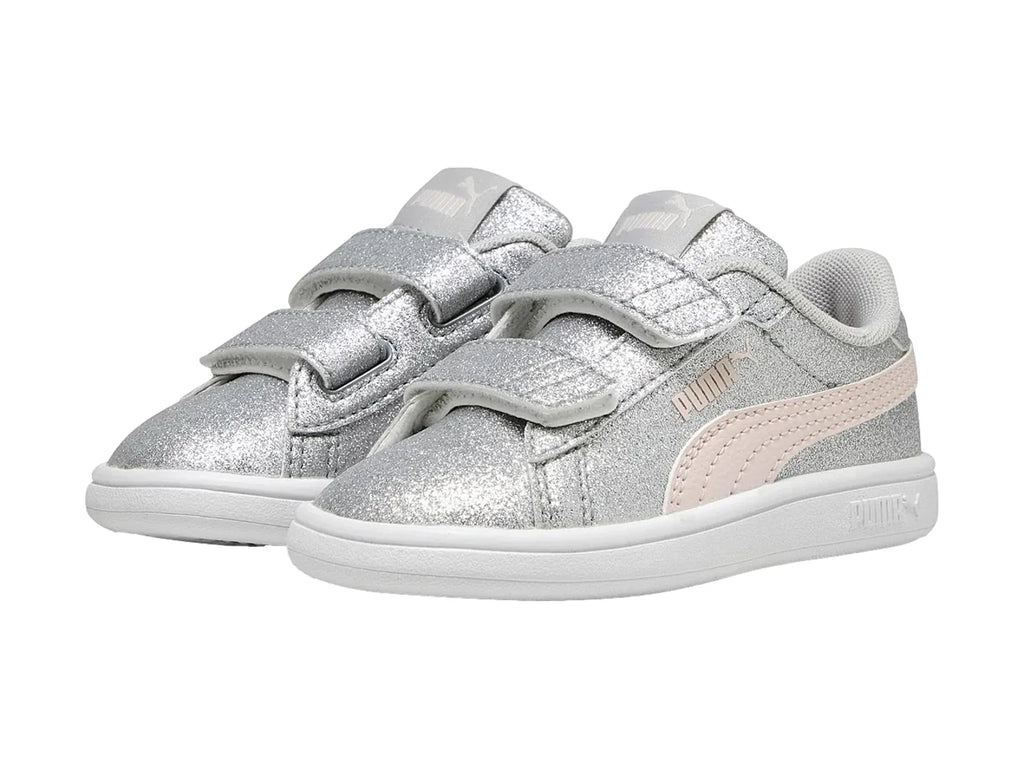 Tenis PUMA Smash 30 Glitz Glam Plata y Rosa para Niña