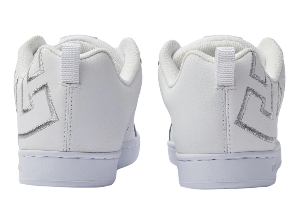 Tenis DC Shoes Court Graffik Blanco y Plata para Mujer