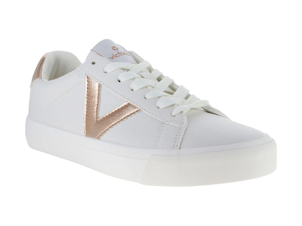 Tenis Victoria Blanco y Oro Rosa para Mujer