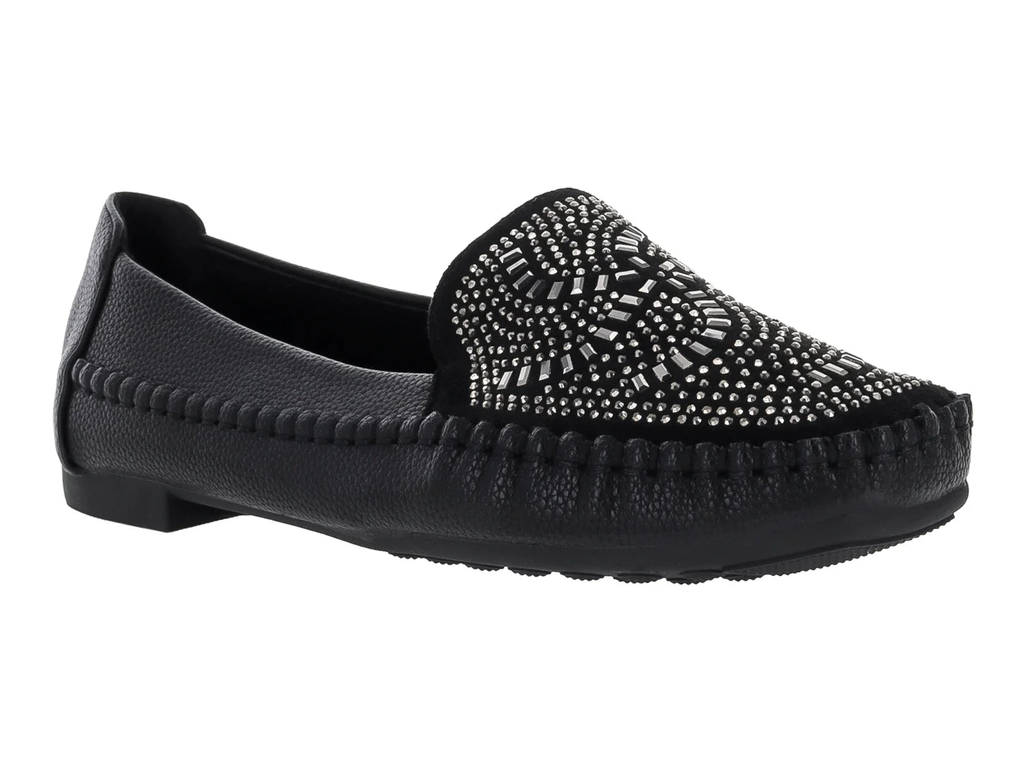 Zapato Mocasín ROZE Negro con Pedrería para Mujer