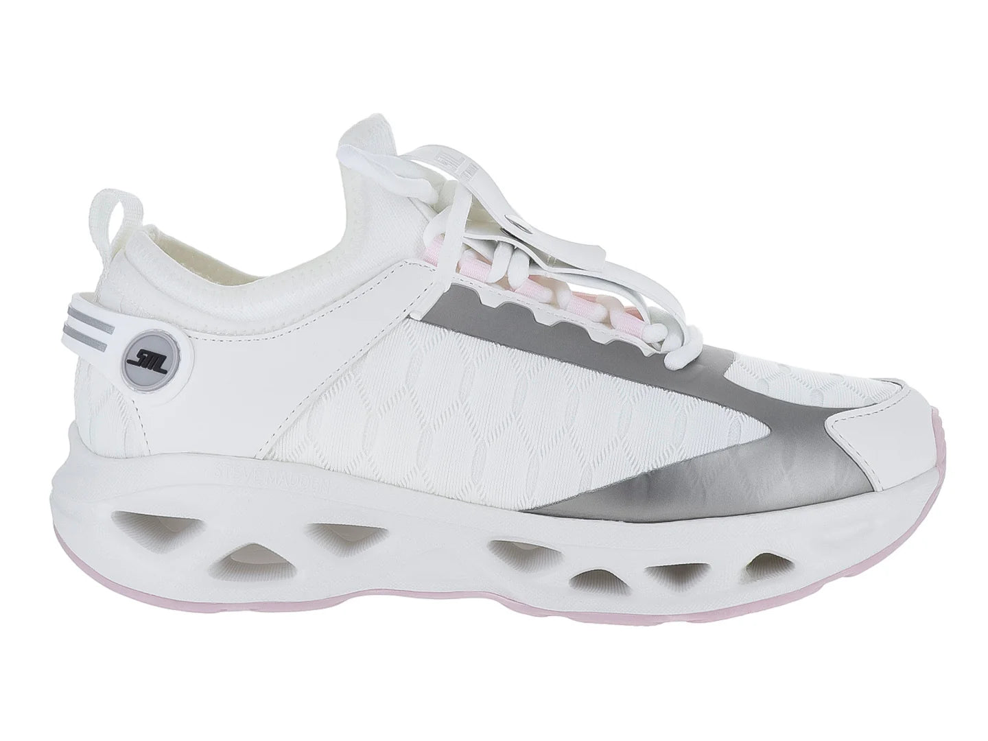 Tenis Steve Madden Surge 3 Blanco y Plata para Mujer