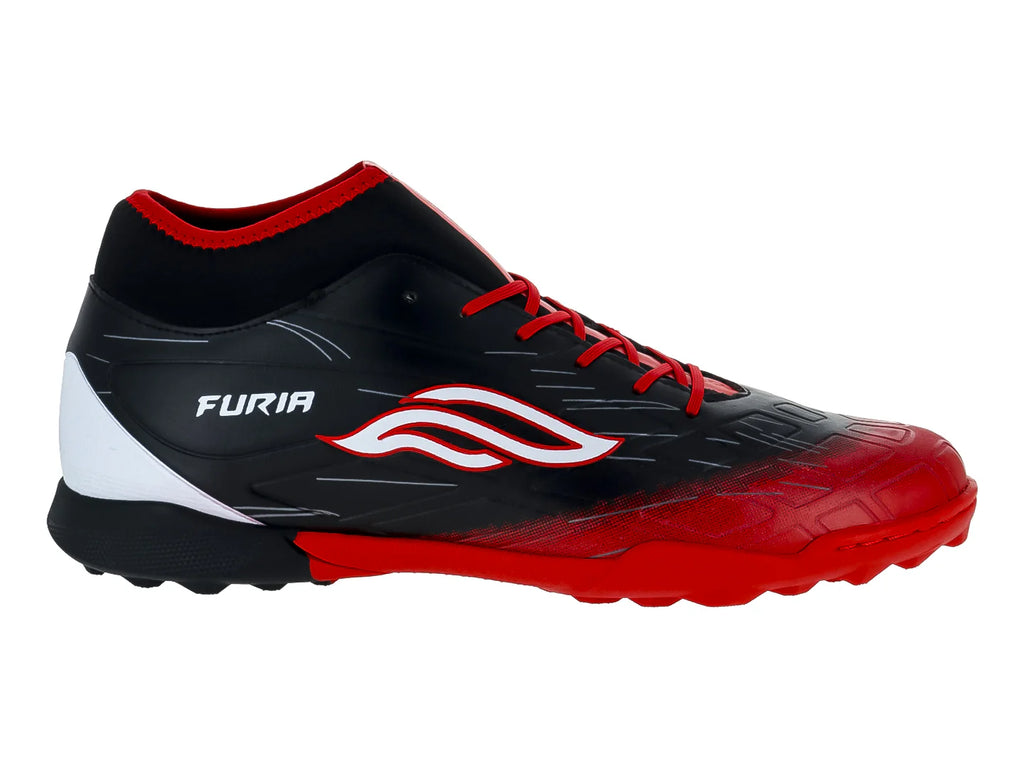 Tenis de Fútbol Turf Furia Negro con Rojo para Hombre