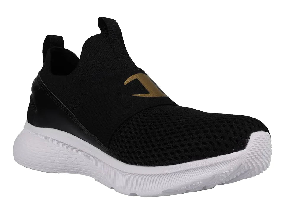Tenis Champion Brisk Racer Negro con Oro para Mujer