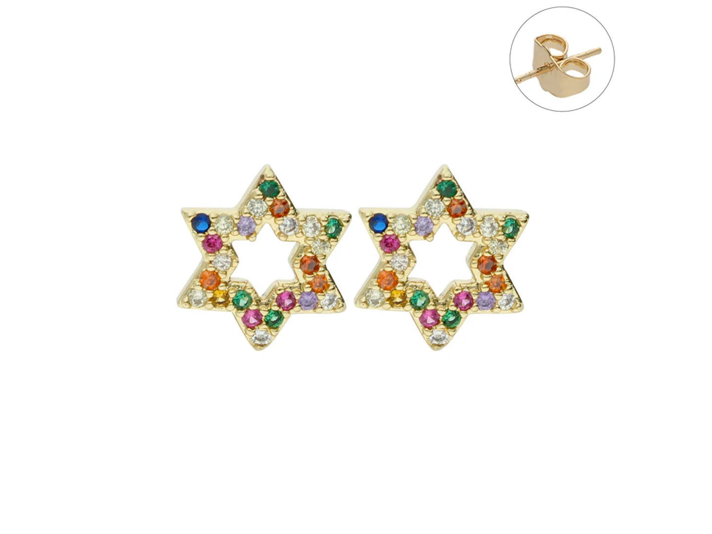 Aretes ROZE Estrellas Multicolor Dorado para Mujer