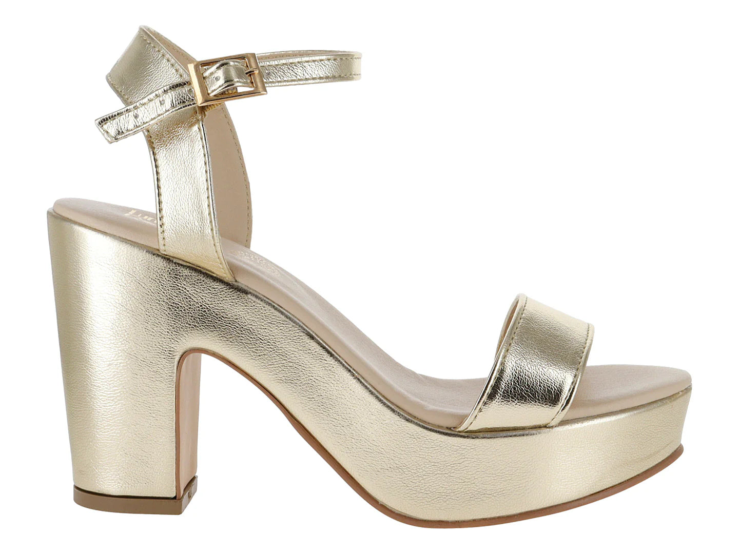 Sandalias de Tacón Luna Rosa Color Oro para Mujer