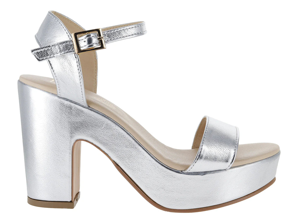 Sandalias de Tacón Luna Rosa Plata para Mujer