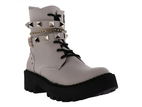 Botines Combat Luna Rosa Gris para Mujer