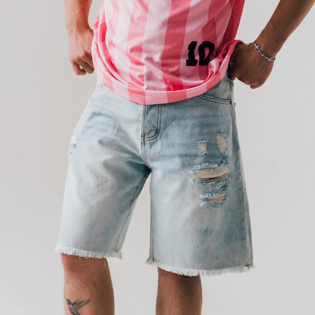 Berry Wide Denim Short Vintage Light Blue