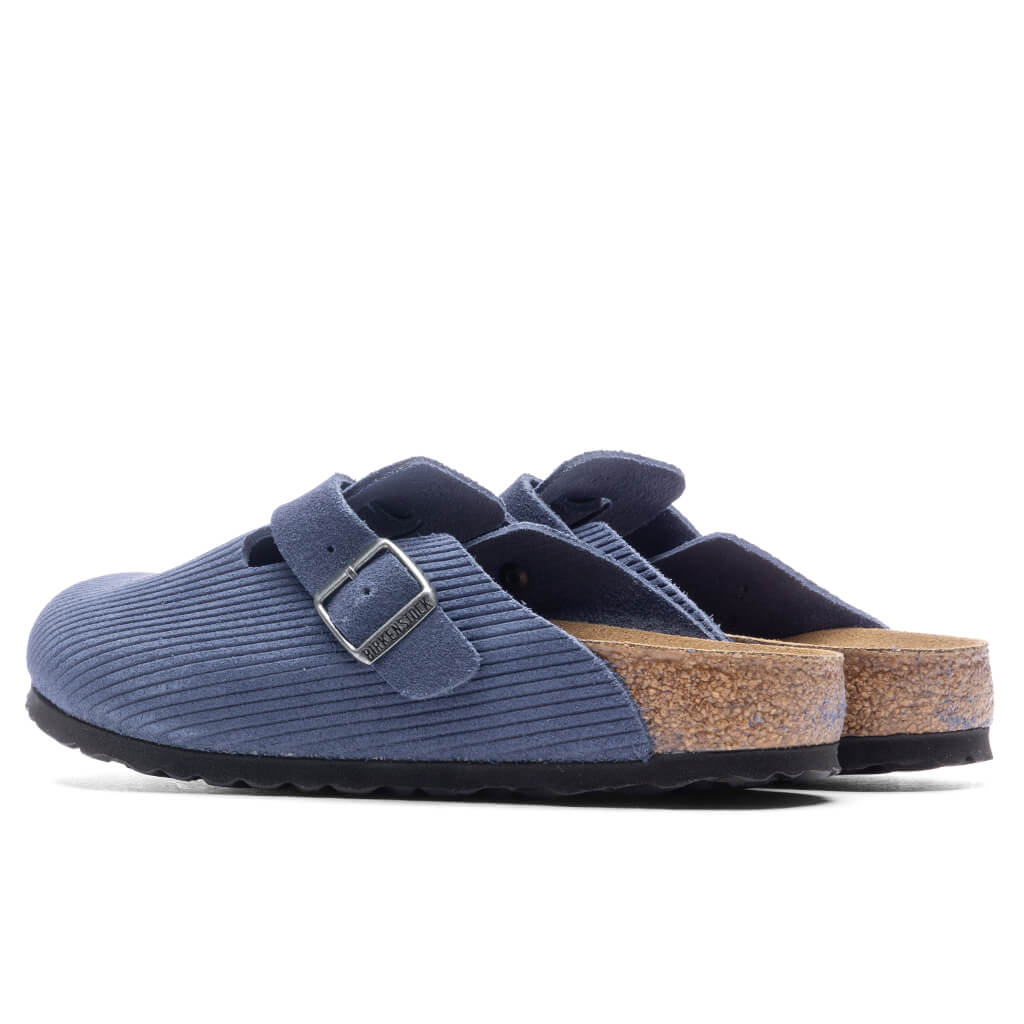 Wide Boston Suede Embossed Indigo Blue