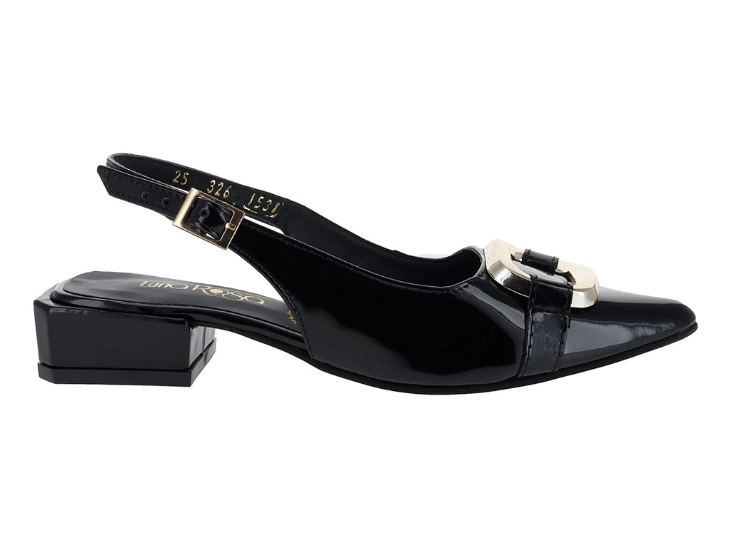 Zapatillas Luna Rosa Negro de Charol para Mujer