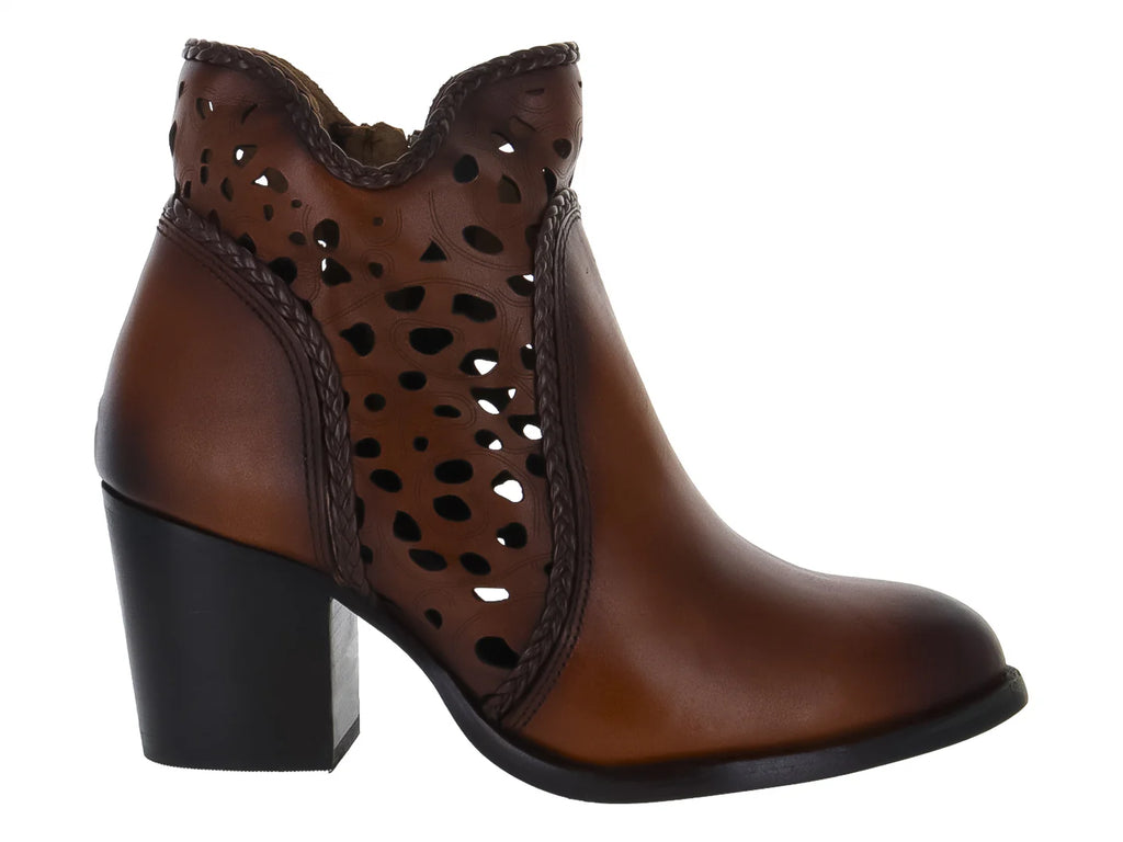 Botines de Piel Café In Moda para Mujer