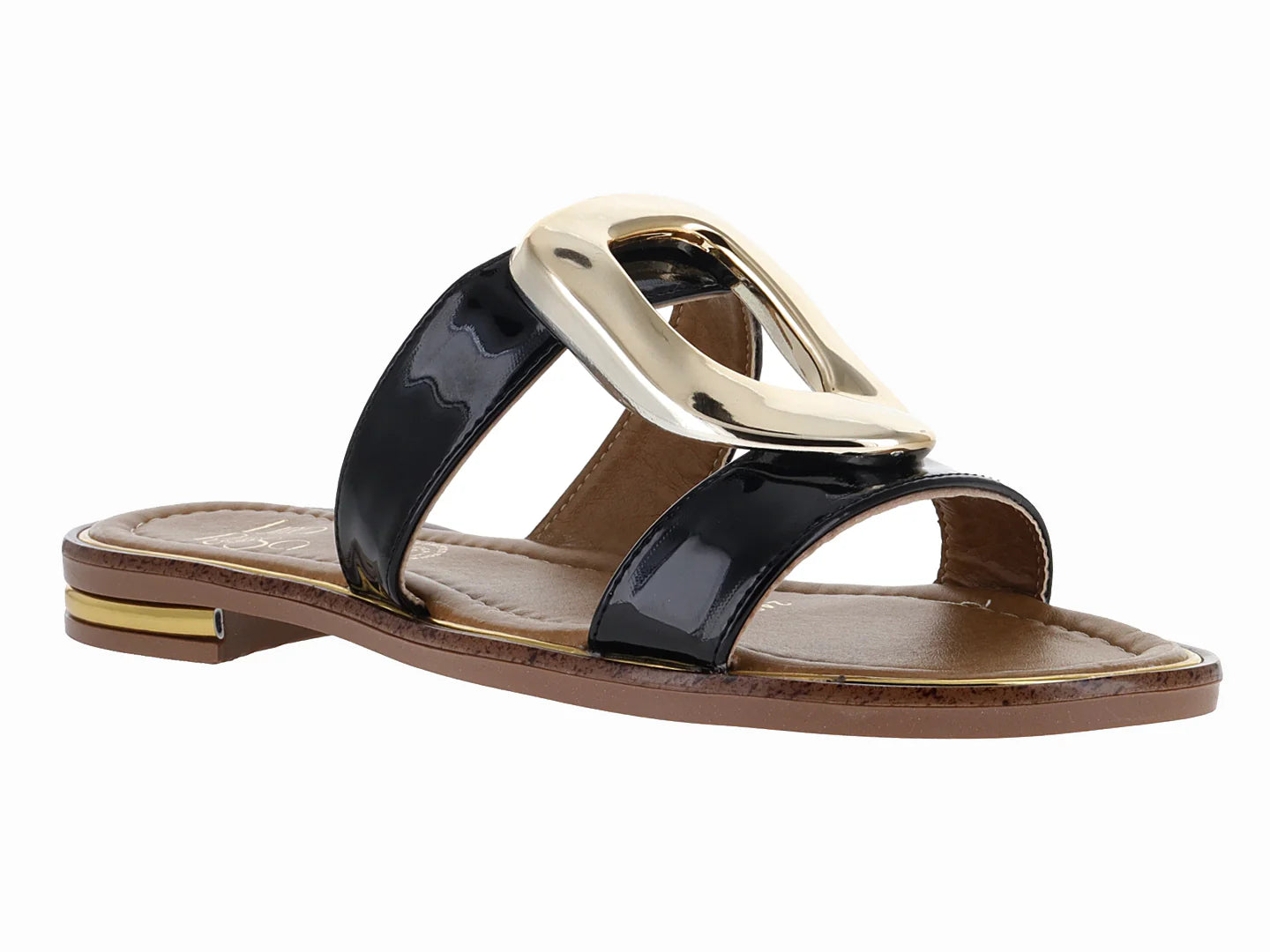 Sandalias Luna Rosa de Charol Negro para Mujer