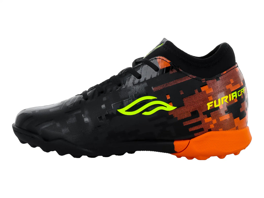 Tenis de Fútbol FURIA Negro Naranja para Niño