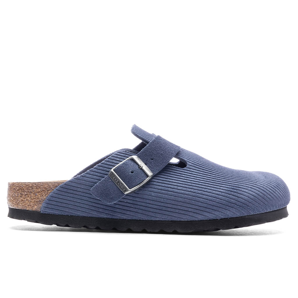 Wide Boston Suede Embossed Indigo Blue