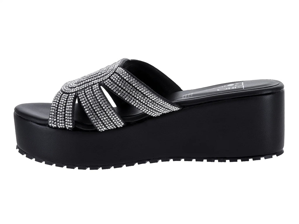 Sandalias Luna Rosa Negro con Plataforma para Mujer