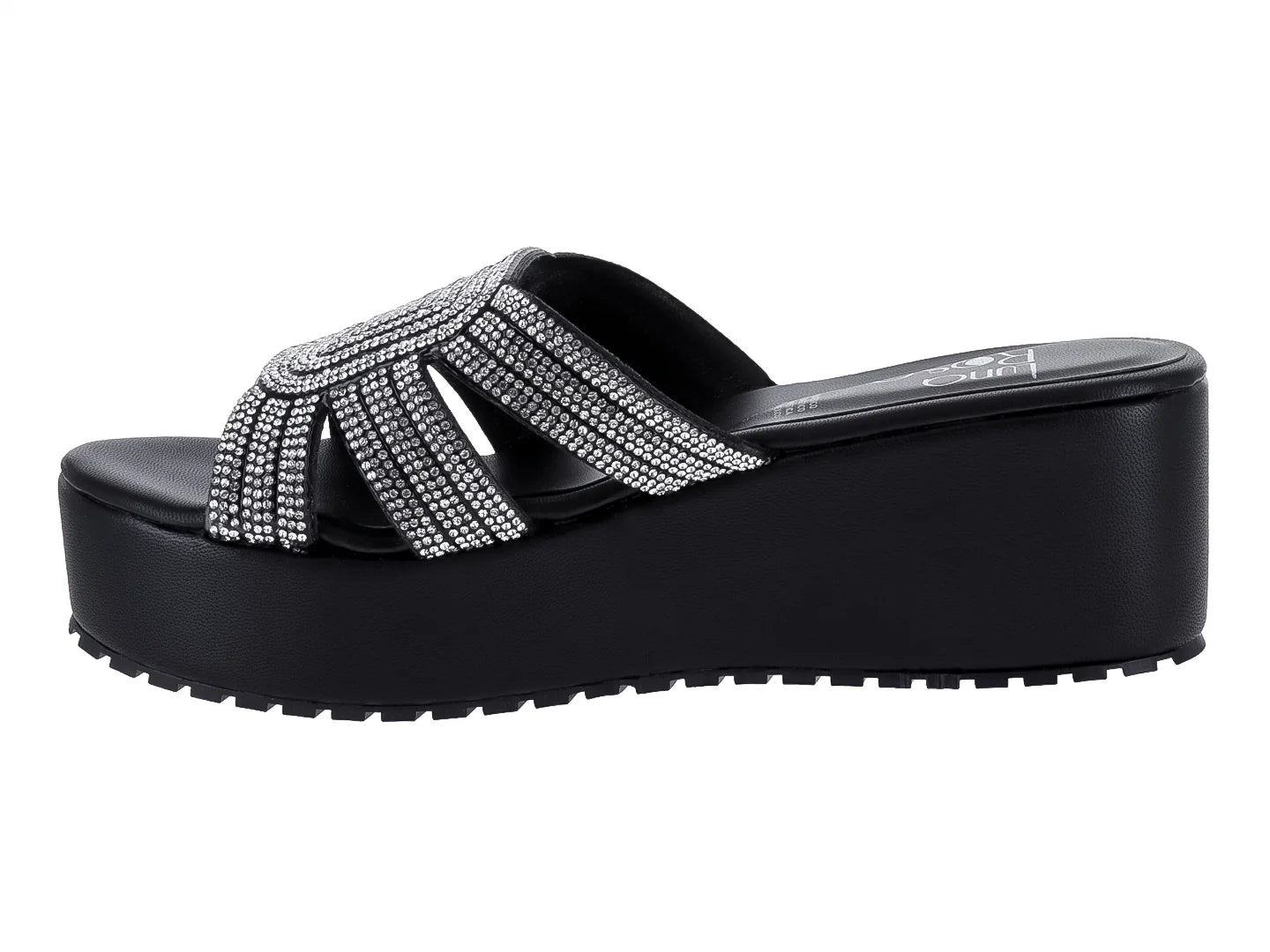 Sandalias Luna Rosa Negro con Plataforma para Mujer
