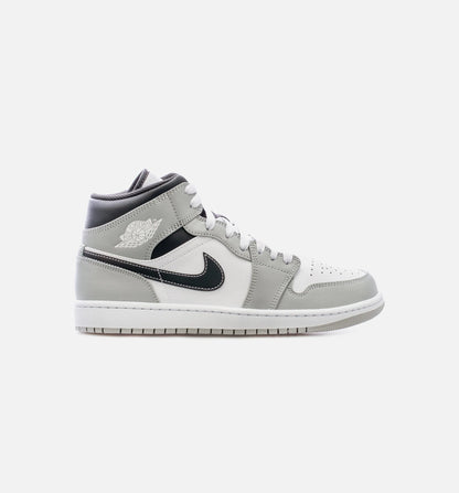 Air Jordan 1 Mid Light Smoke Grey Mens Lifestyle Shoe Grey White Limit One Per Customer