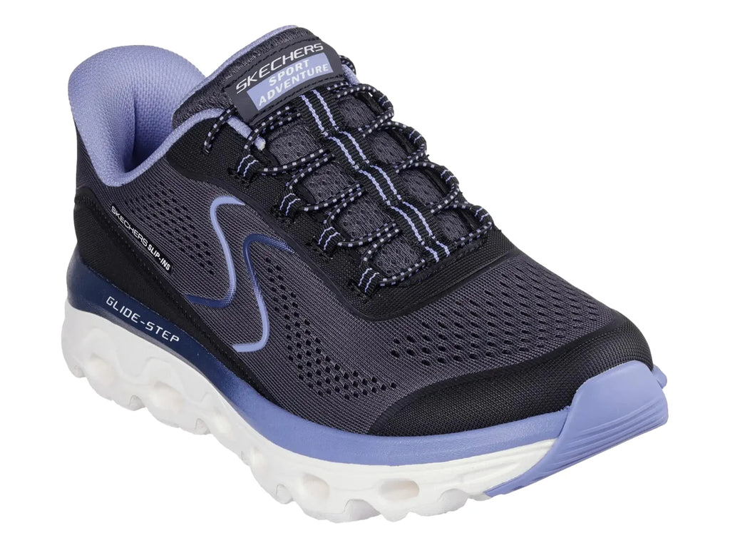 Tenis Skechers Glide Step Sole Negro y Azul para Mujer