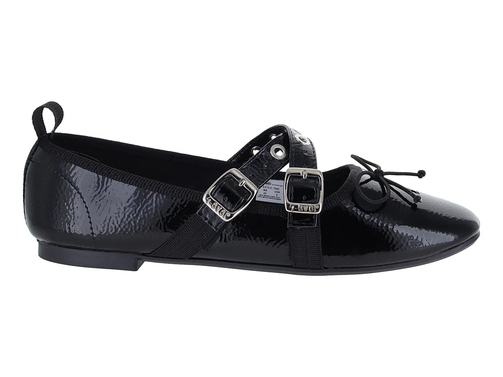 Zapatos Flats Ballerina Luna Rosa Negro para Mujer