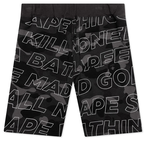 Kids Text Color Camo Shorts Black