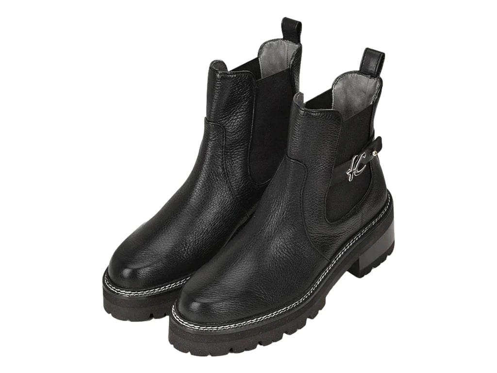 Botas Cuadra de Piel de Venado Negro para Mujer